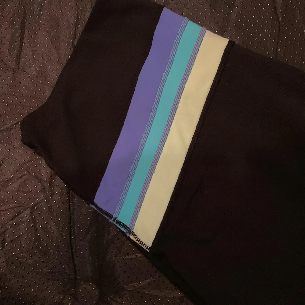 “LULULEMON” Reversible Cropped Pants with Tri Colour Top Band/ Stripe. - Picture 4 of 13